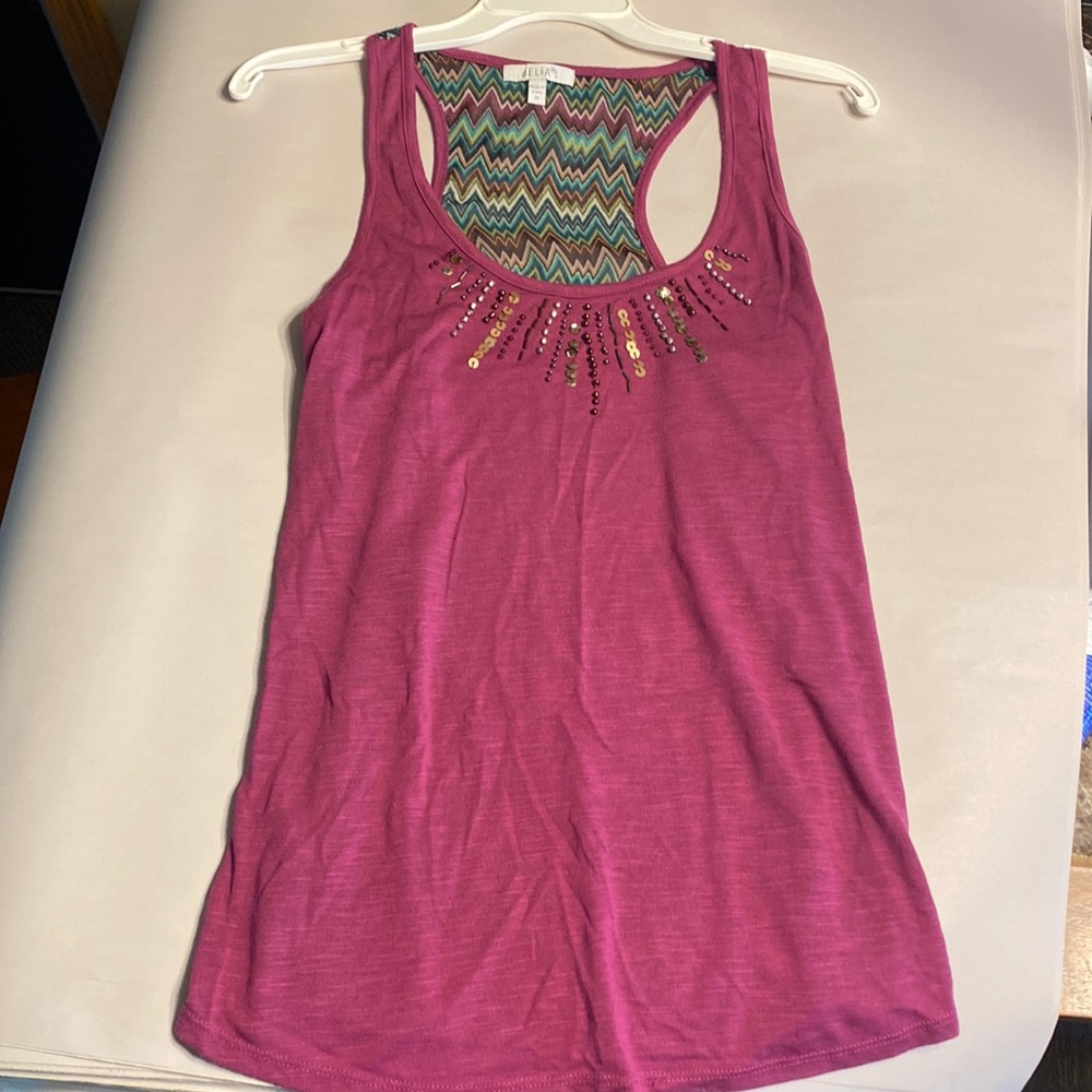 Delias purple tank top with beaded front